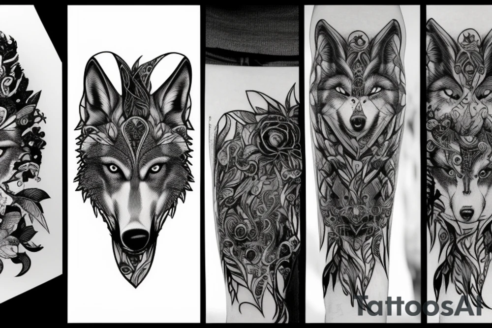 Wolf in forest tattoo idea