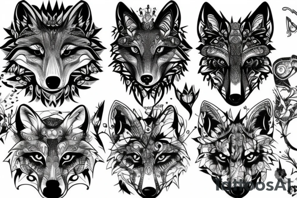 Wolf in forest tattoo idea
