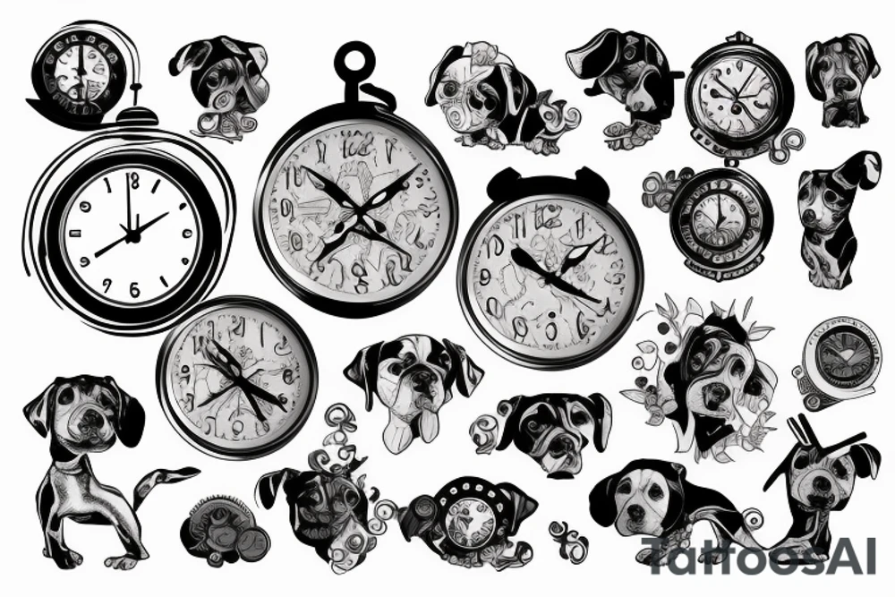 Money , dog , clock , baby tattoo idea