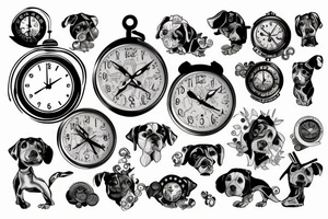 Money , dog , clock , baby tattoo idea