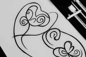 Create a minimalistic tattoo I can put in my rib cage with simple hearts and flowers referencing my three children tattoo idea