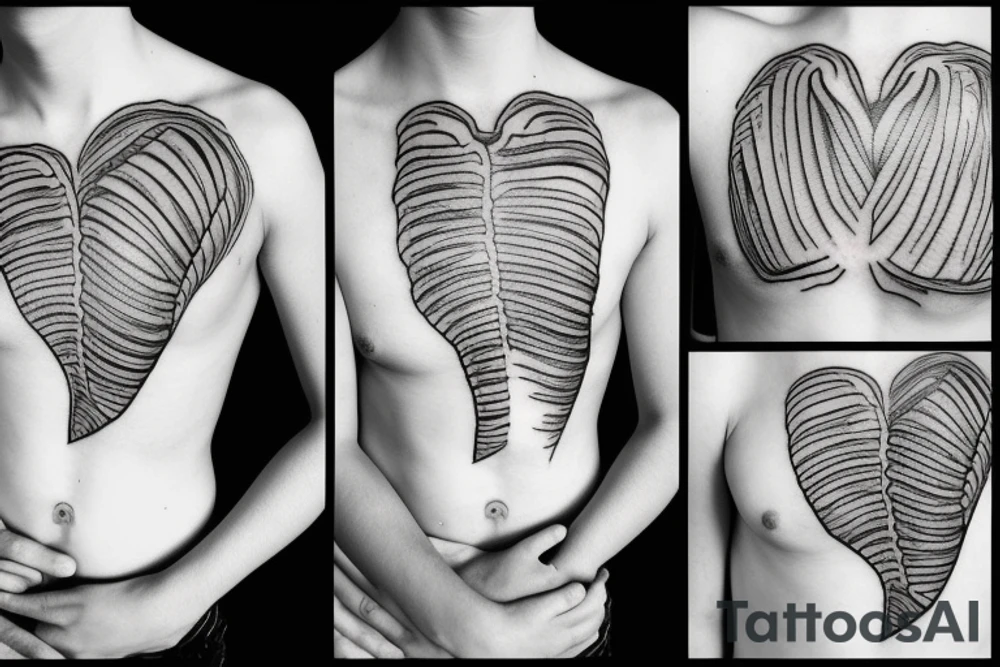 Rib cage tattoo for three children with hearts tattoo idea