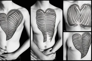 Rib cage tattoo for three children with hearts tattoo idea