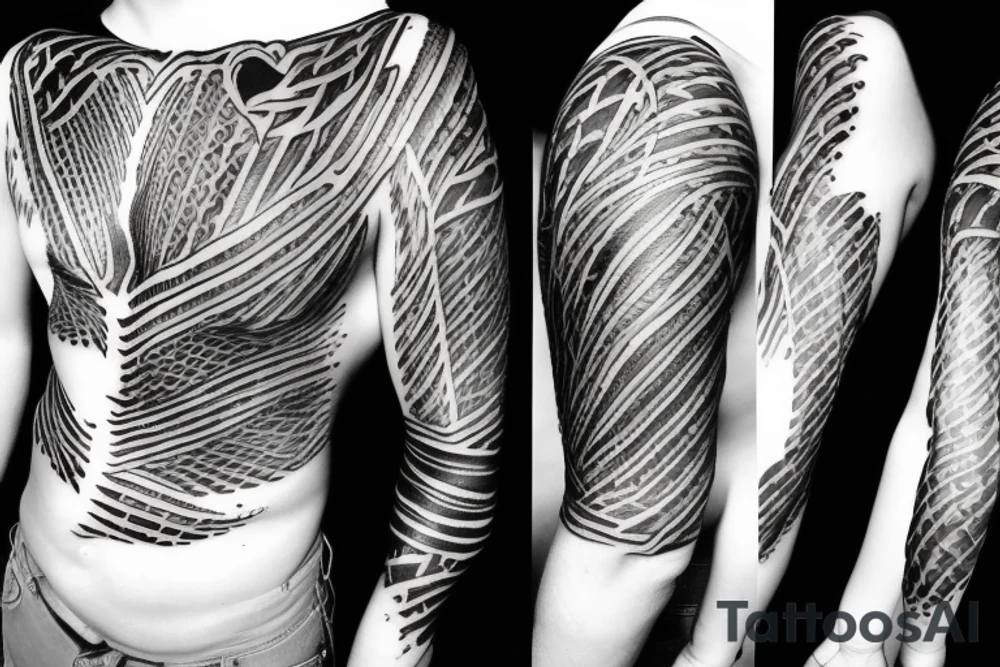 Rib cage tattoo for three children with hearts tattoo idea