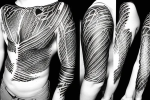 Rib cage tattoo for three children with hearts tattoo idea