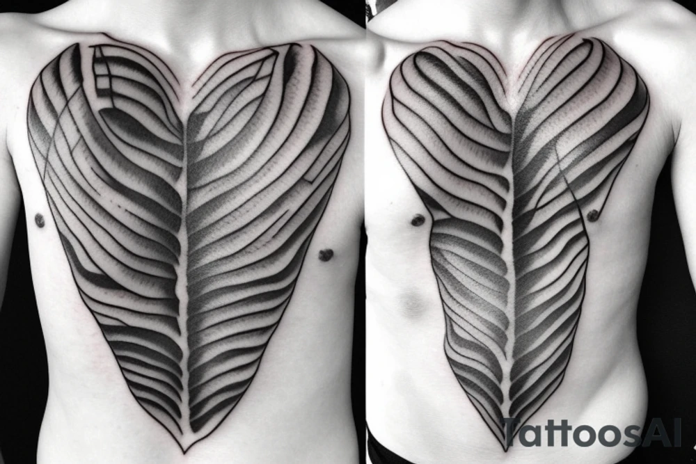 Small and minimalist Rib cage tattoo for three children with hearts tattoo idea