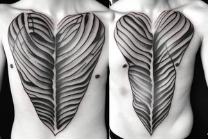 Small and minimalist Rib cage tattoo for three children with hearts tattoo idea
