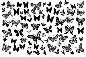 Small and minimalist Rib cage tattoo for three children with butterflies tattoo idea
