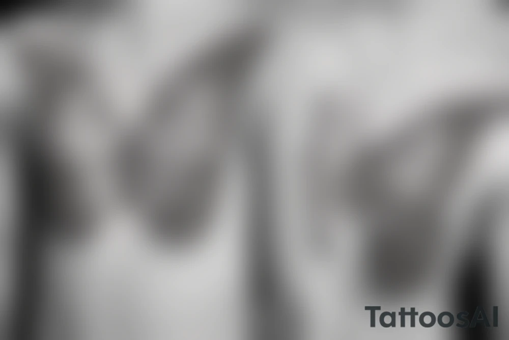 Small and minimalist Rib cage tattoo for three children with cartoon butterflies tattoo idea