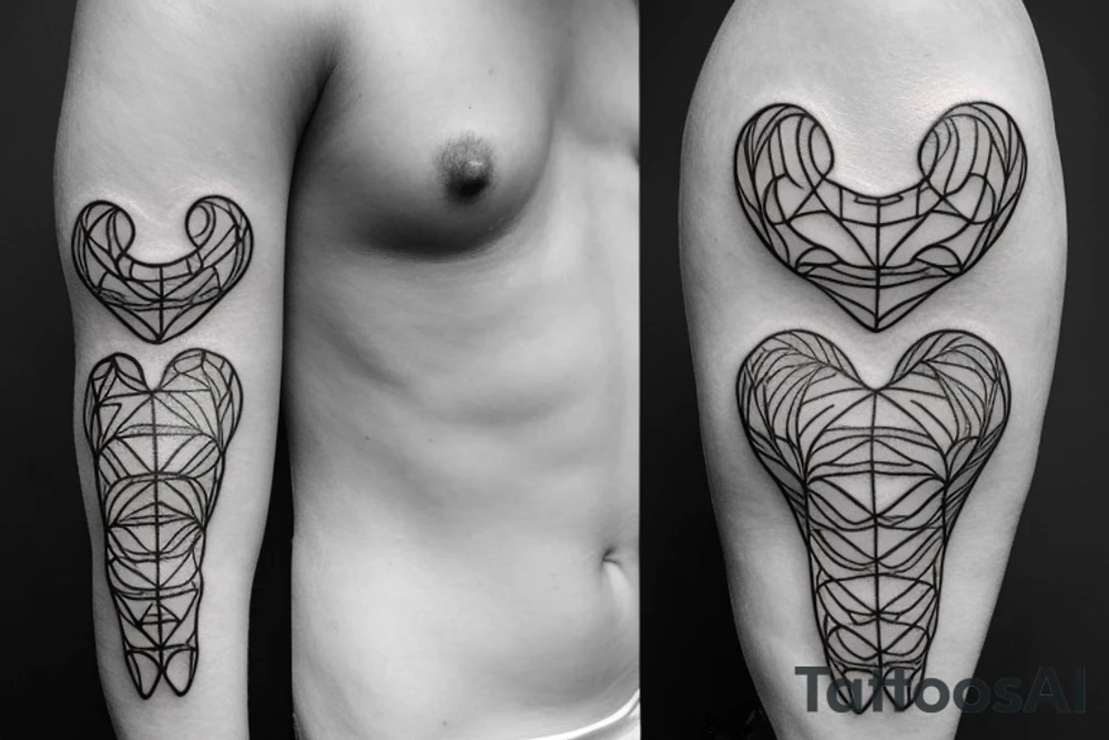 Small and minimalist Rib cage tattoo for three children with hearts tattoo idea