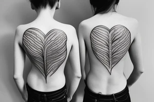Small and minimalist Rib cage tattoo for three children with hearts tattoo idea