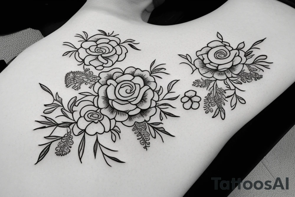 Small and simple tattoo withflowers tattoo idea