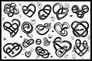 Infinity loop with three hearts and dots tattoo idea