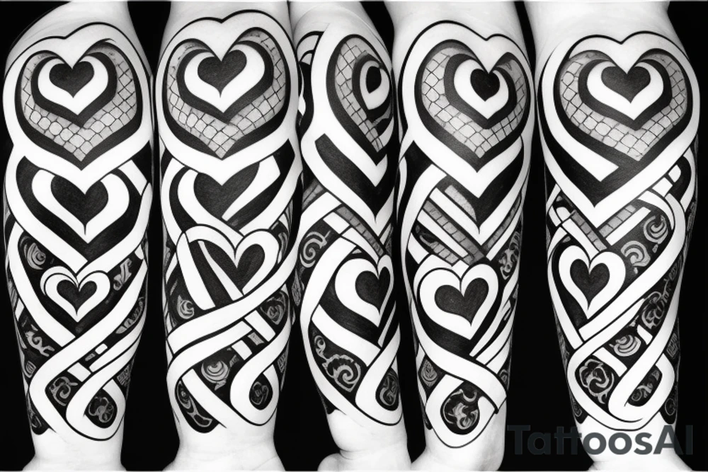 Infinity loop with three hearts and dots tattoo idea