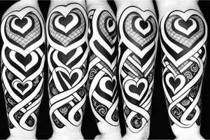 Infinity loop with three hearts and dots tattoo idea