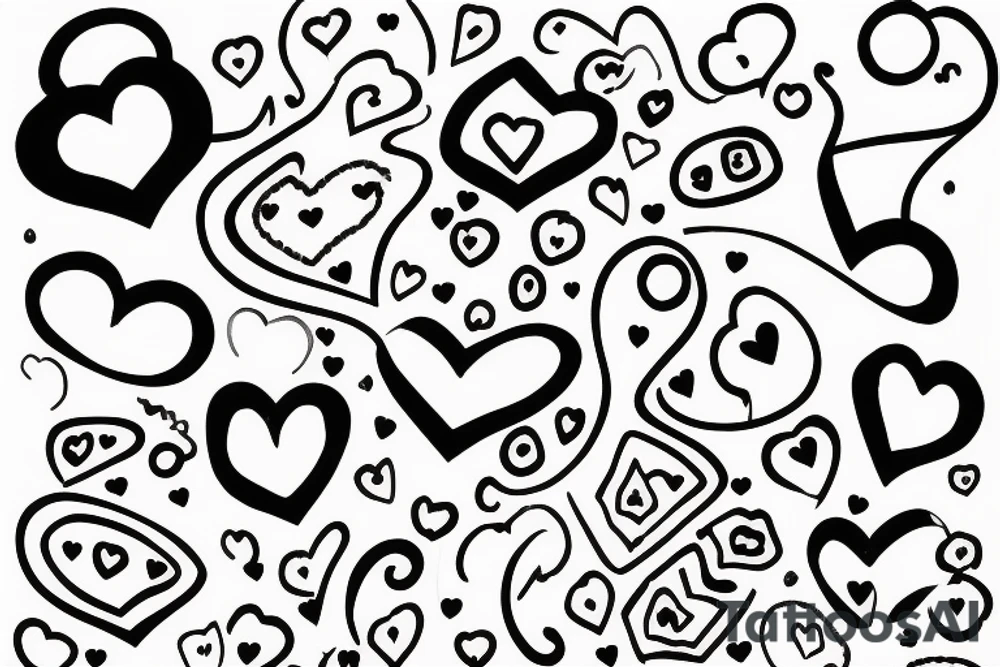Infinity loop with hearts and dots tattoo idea
