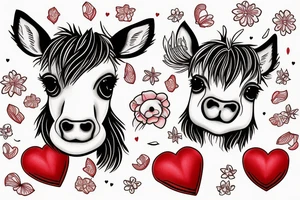 Neo traditional 
Create a image of two mini ponies with a red heart in the background. tattoo idea