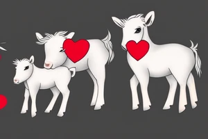 Create a image of two mini ponies with a red heart in the background. tattoo idea