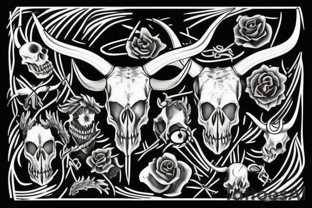 texas Longhorn Skull tattoo idea