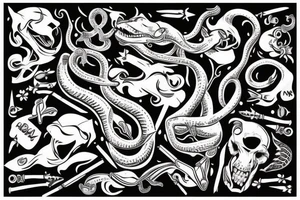 Snake head with dagger tattoo idea