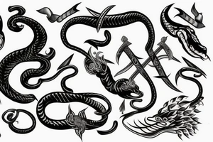 Snake head with dagger tattoo idea