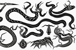 Snake head with dagger tattoo idea