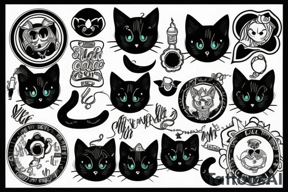 Black cat tattoo idea