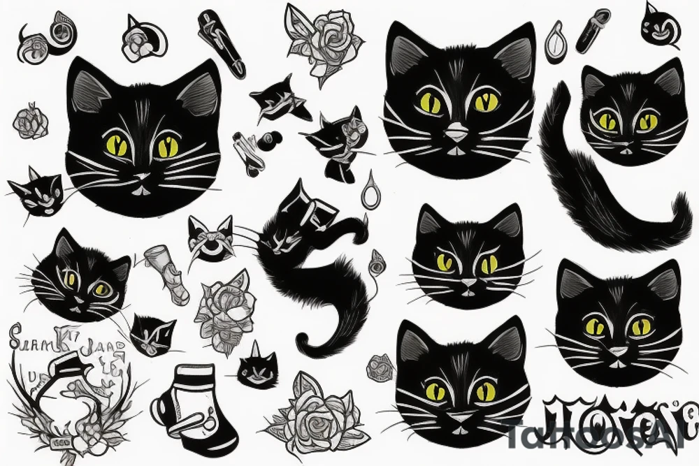 Black cat tattoo idea