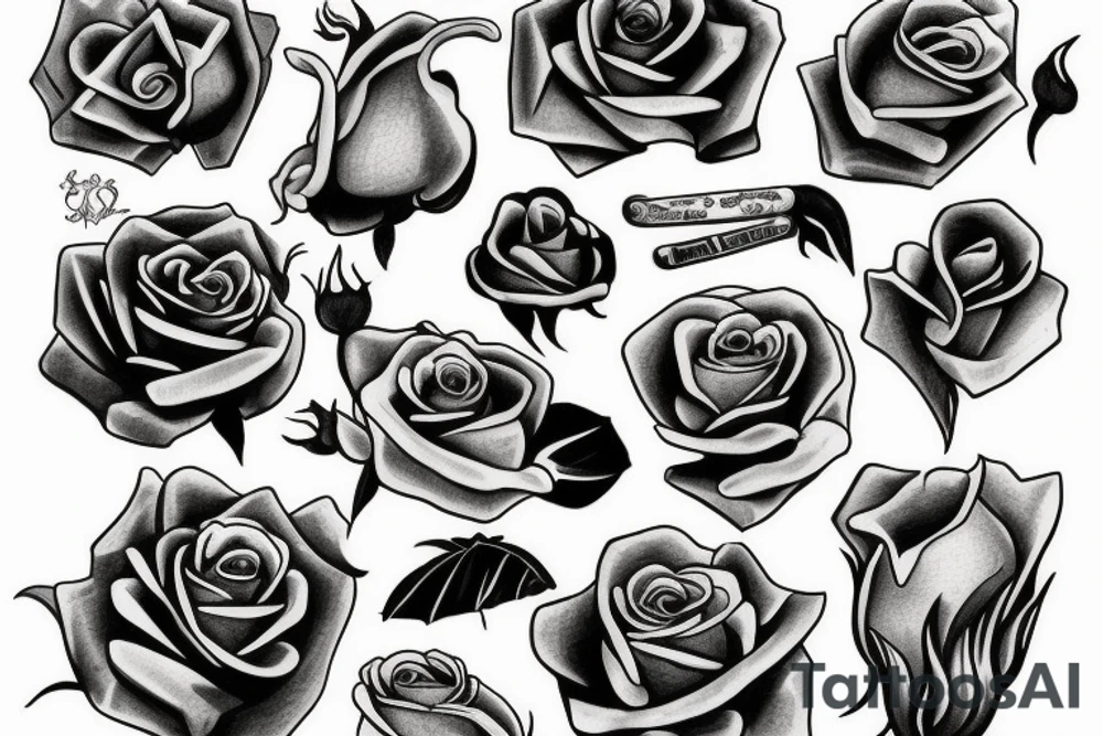 Rose drawing tattoo idea