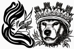 honey badger i in home robe with crown on his head tattoo idea