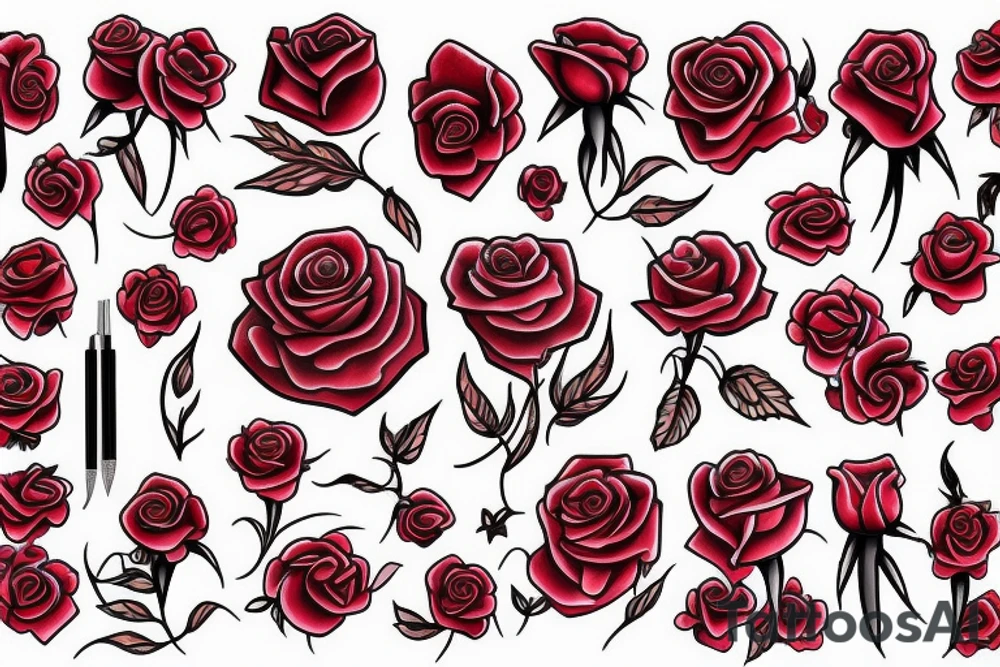 rose red transparent tattoo idea
