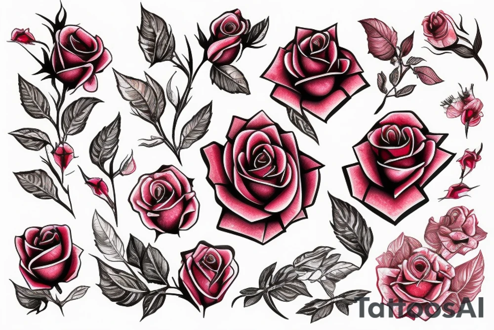 rose green red big high resolution tattoo idea