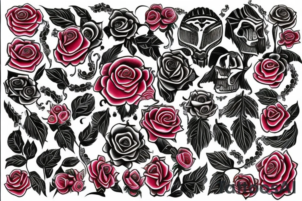 rose green red big tattoo idea