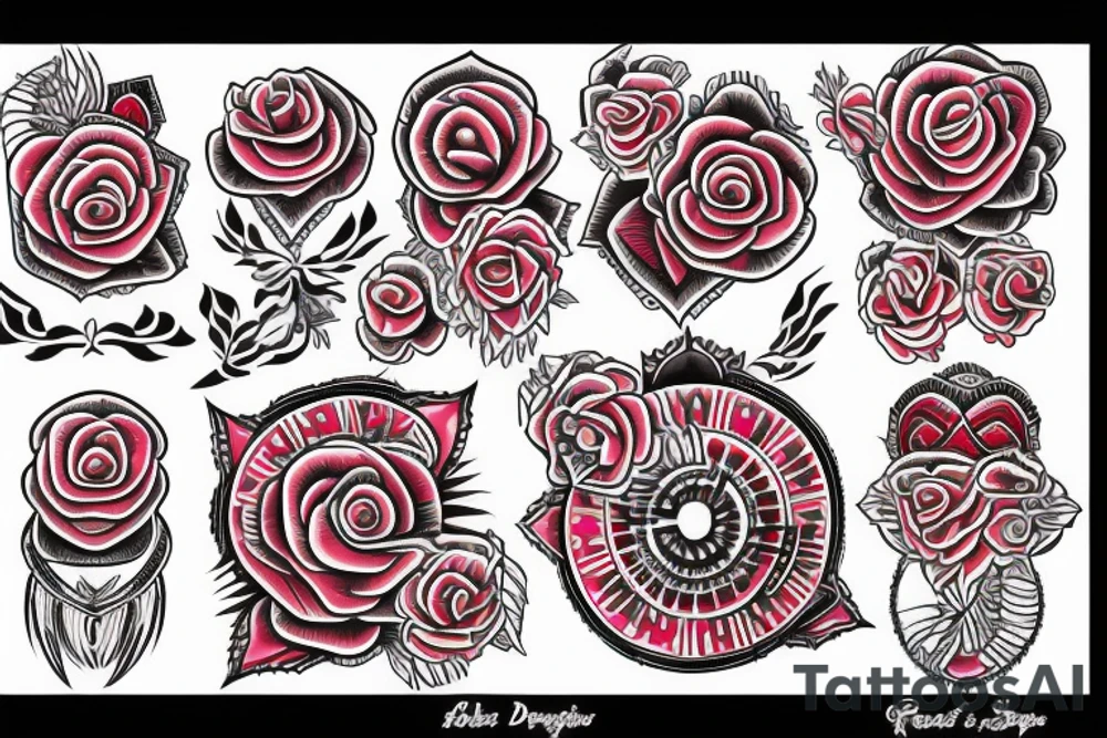 rose green red big tattoo idea