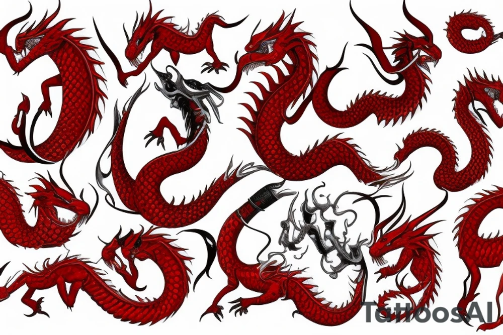 red dragon big long tattoo idea