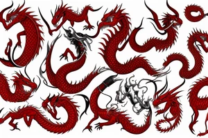 red dragon big long tattoo idea
