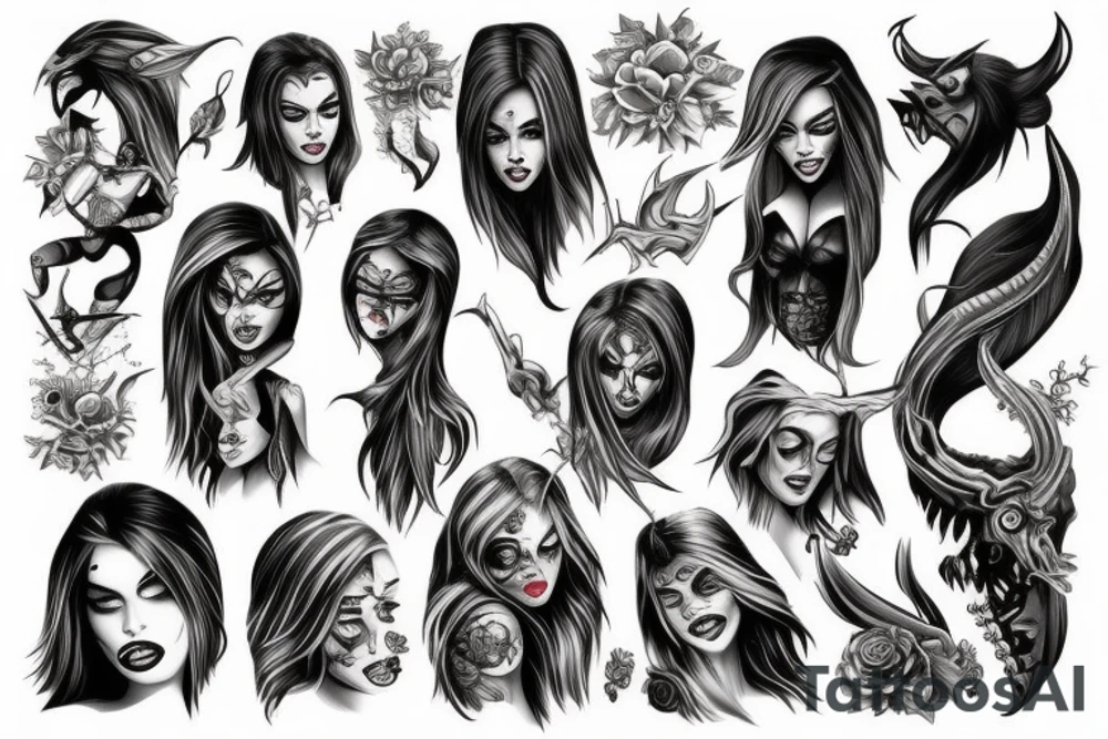 demon female big tattoo idea