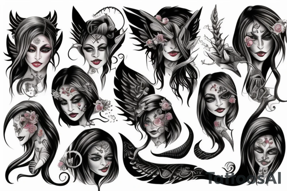 demon female big tattoo idea
