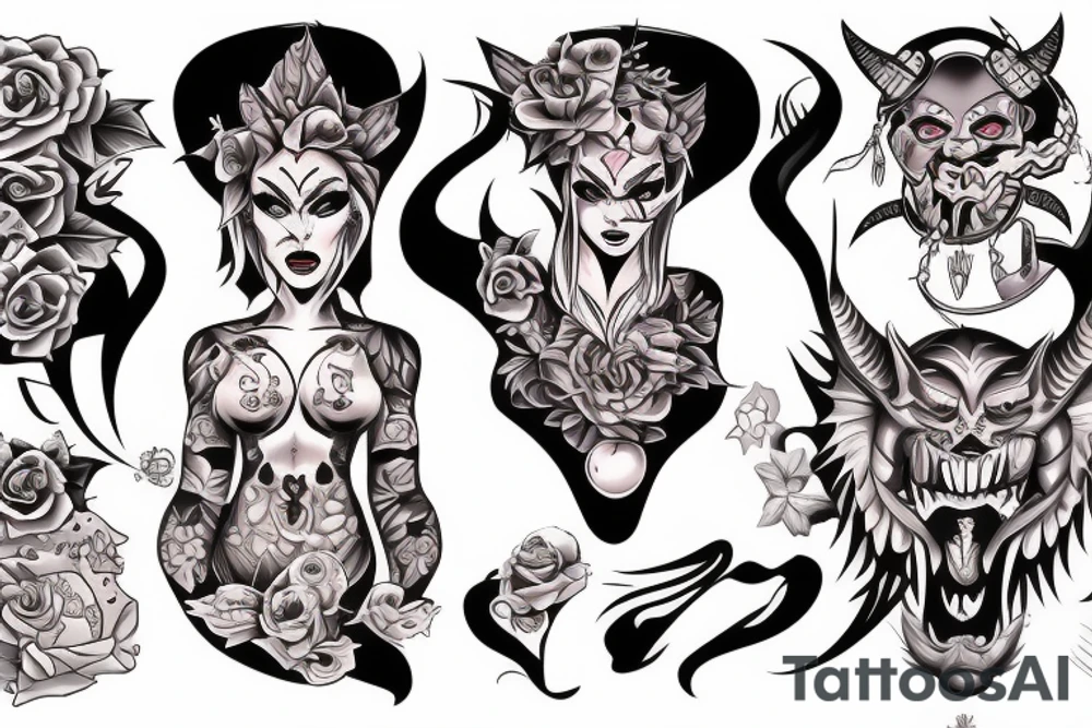 demon female big tattoo idea