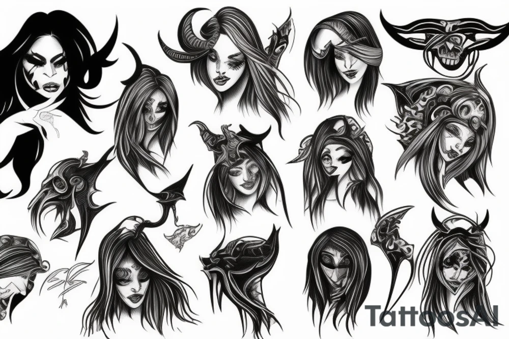 demon female big tattoo idea