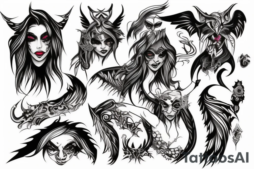 demon female big tattoo idea