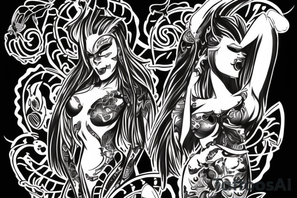 demon female big tattoo idea