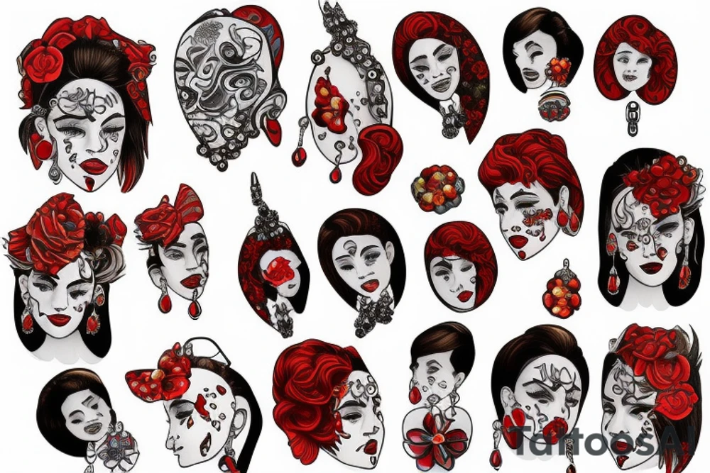 earrings big red tattoo idea