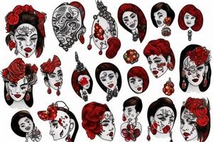 earrings big red tattoo idea