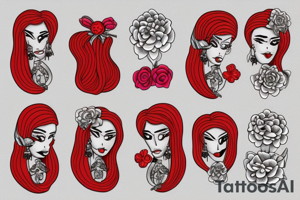 earrings big red tattoo idea