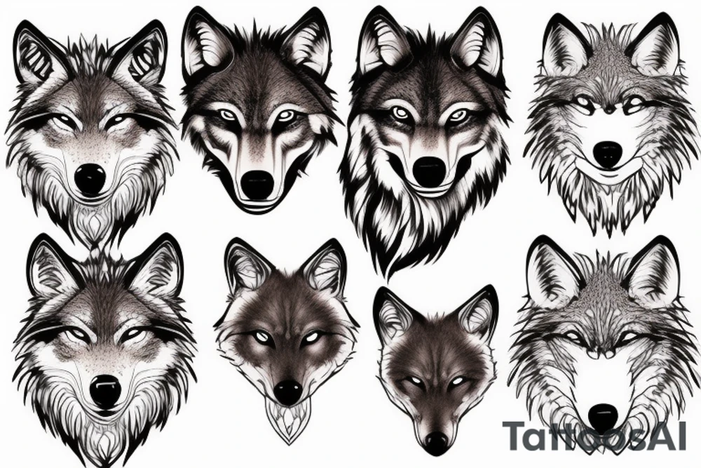 wolf face tattoo idea