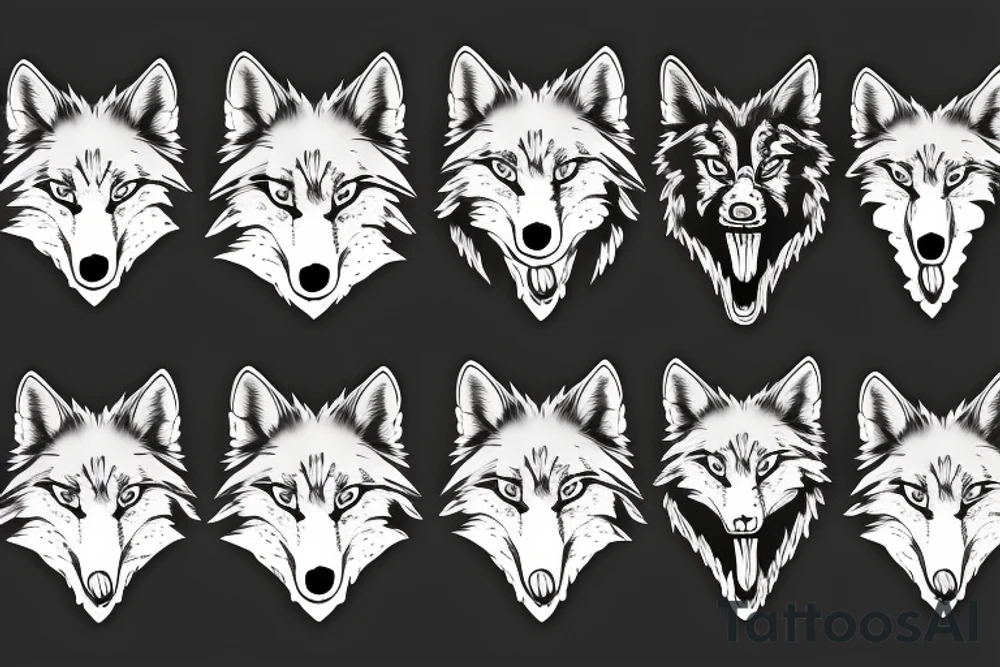 wolf face red tattoo idea