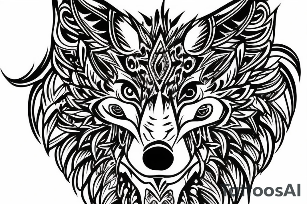 wolf face big tattoo idea