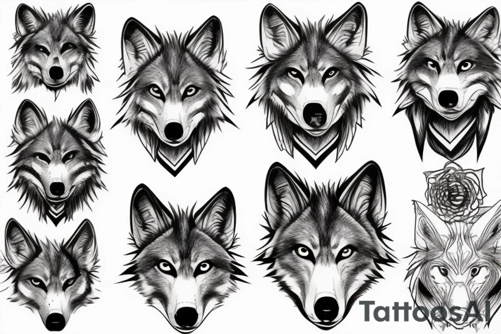 wolf face big tattoo idea