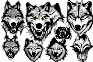 wolf face fang tattoo idea